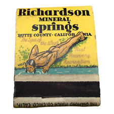Vintage Richardson MINERAL SPRINGS, Butte County, CA Matchbook-Near Mint picture