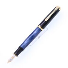 Pelikan Fountain Pen Souveran M600 Striped Blue Resin Nib M 14K picture