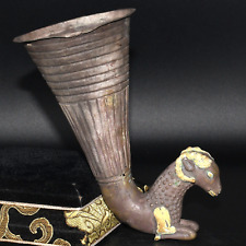 Large Ancient Achaemenid Empire Gold Gilded Silver Rhyton in form of a Ram picture