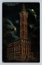 Singer Building by Night New York City NY Postcard picture
