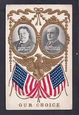 USA 1909 ’TAFT & SHERMAN’ REPUBLICAN PRESIDENTIAL CANDIDATES PATRIOTIC POSTCARD picture
