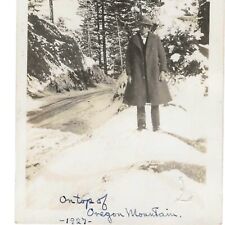 Vintage Snapshot Photo Dapper Man Round Glasses On Top Of Oregon Mountain 1927 picture