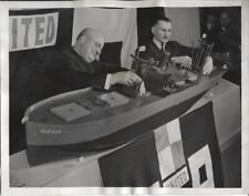 1942 Press Photo Henry J Kaiser Builds Model Freighter  Ship w David Oppenheim picture
