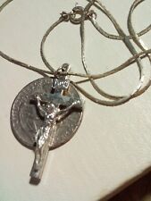 Vintage inri cross jesus christ Silver Toned Metal With Chain picture
