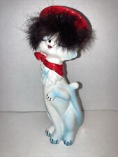 Vintage 1950s Tall Ceramic Kitty Cat Lipstick Holder With Tuft picture