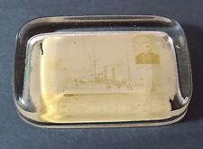 Vintage Antique Glass Paperweight Flagship USS Olympia Commodore Admiral Dewey picture