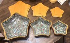 Set of 3 Longaberger 2001 Christmas Collection STAR BASKETS - Green W/Liners picture