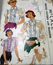 LOVELY VTG 1940s EMBROIDERED BLOUSE McCALL Sewing Pattern 14/32 picture
