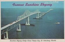 Famous Sunshine Skyway Bridge Tampa Bay Florida Vintage Chrome Post Card picture