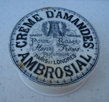 Antique (ca 1900) ORIGINAL Henri Freres FRENCH Shaving Cream Jar pot lid picture
