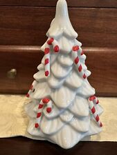 Vintage Christmas Figurine Japan White Tree Red Candy Canes Music Rotates Maruho picture