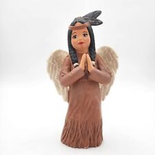 Native American Angel Pottery Girl Hand Painted Figurine Christmas Decor Art 10