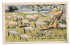 Antique Victorian Shepherd John 10 14 School Attendance Award Card C R Gibson picture