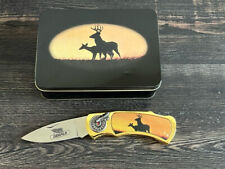 Vintage Dekalb Lockback Sterling Pocket Knife Dream Catcher Deer Buck Scene +Tin picture