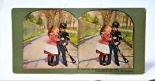 Antique 1902 Stereoscope Card #49 None But The Brave Deserve Children Dressed Up picture