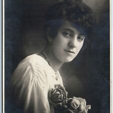 c1910s European Lovely Young Lady RPPC Portrait Real Photo PC Fot Capitanio A256 picture