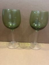 Elegance By  Ambiance Crystal Water Wine Goblets Set Of 2 Blown Glass Flaw picture