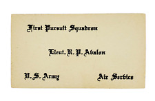 c1918 WWI US Army Air Service Business Card First Pursuit Squadron Lieut Avalon picture