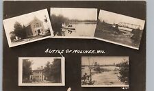 MOSINEE WI GREETINGS MULTIVIEW marathon county real photo postcard rppc history picture