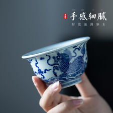 Handmade Hand-painted Blue White Underglaze Colored Kirin Pressed Cup Products picture