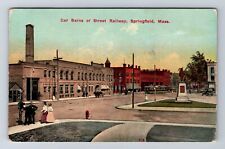 Springfield MA-Massachusetts, Car Barns Of Street Railway Vintage c1914 Postcard picture