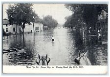 c1920's West 7th St. During Flood July 10th 1909 Sioux City Iowa IA Postcard picture