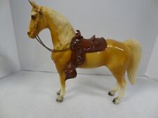Vintage Breyer Glossy Palomino Western Pony Horse w Saddle & Chain Reins 10