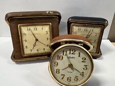 Set Of 3 Vintage Tourist Travel Alarm Clock Leather Made in Germany B- picture