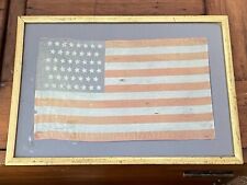 Antique 46 Star American Flag - Silk Flag 1908-1912 - In Glass Frame - Oklahoma picture