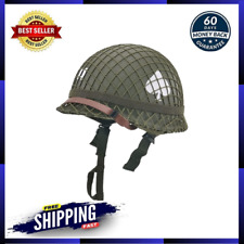 WWII US Army M1 Helmet WW2 Gear WW2 Helmet Metal Steel Shell Replica with Net... picture