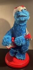 Animated SESAME STREET COOKIE MONSTER CHRISTMAS SANTA HAT GUITAR Singing Moving picture
