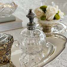 Antique English Crystal Perfume Bottle With Silver-Plated Lid picture