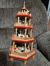 Vintage Lillian Vernon Christmas Nativity Spinning Carousel 3 Tier Wooden  picture