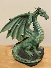 Flying Dragon Rock Fantasy Figurine Mythical Gothic Medieval Green 4.25” X 4” picture