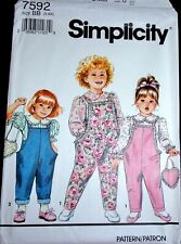 Vtg Simplicity Pattern 7592 Girl's Overalls Blouse Top & Purse Size 5-6X Uncut picture