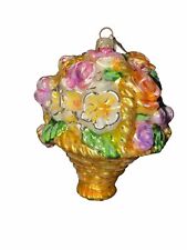 Christopher Radko Ornament ELLAS YELLOW BASKET Flowers Easter Spring Christmas picture