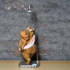 Comical Hippo In The Shower Figurine Novelty Statue Ornament New & Boxed 24cm picture