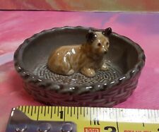 VTG WADE England Brown Dog in Basket Trinket Dish BEAUTIFUL Colors *CHIP ON EAR* picture