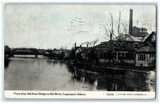 1911 View 3rd Street Bridge Eel River Logansport Indiana Posted Vintage Postcard picture