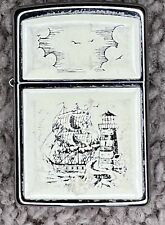 ZIPPO L 17 SHIP & LIGHTHOUSE SCRIMSHAW LIGHTER  Made In USA picture