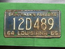 Vintage 1964 1965 Louisiana Sportsman's Paradise License Plate# 12D489 picture