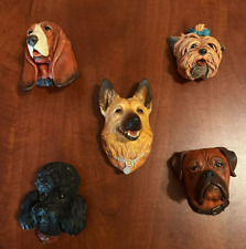 Vintage Bossons Chalkware Dog Figure Heads Sculpture Wall Plaque Hanging Decor picture