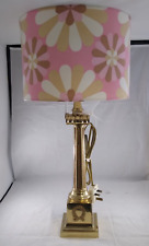 Antique English Brass Corinthian Table Lamp With Laura Ashley Shade picture