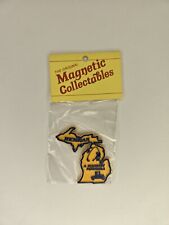 Vintage Michigan A Pleasant Peninsula Refrigerator Magnet Souvenir Yellow Blue picture