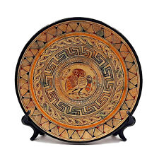 Ancient Greek Plate 20cm,Geometric Greek Pottery,Owl in the middle picture