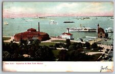 New York NY - Aerial View - Aquarium & New York Harbor 1907 - Vintage Postcard picture