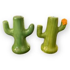 Cactus Ceramic Salt and Pepper Shakers 3.5” Cowboy Southwest picture