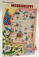 1960 Pictorial Tourist Landmark Map Greetings From Mississippi Postcard picture