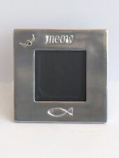 VTG 1997 CUSTOMIZED Metal Pewter Angel Cat  “Meow” Pet Memorial Picture Frame picture