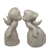 Vintage Schmid Bros. Boy & Girl Kissing Angels Bisque Figurines Made In Japan picture